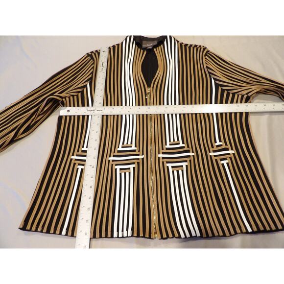 ChicosTravelers 3 XL 16/18 Faux Lines Leather Striped Jacket Brown Black White - Picture 6 of 13